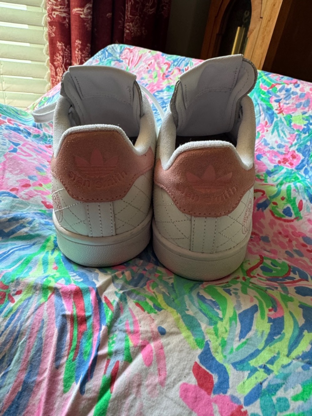 Rare Stan Smith Adidas White Quilted Lace-Up Sneakers - Picture 2 of 7